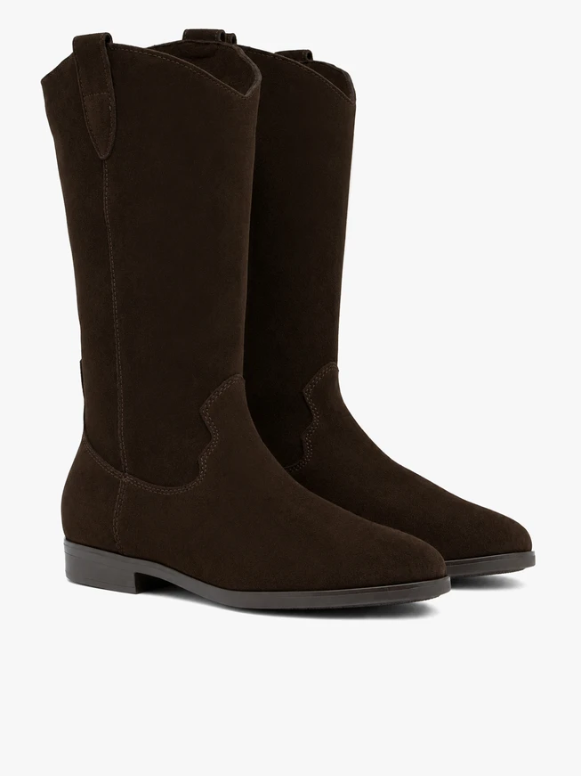 Brown velour leather boots