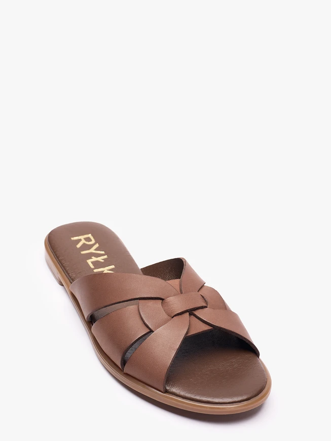 Braune Flip-Flops mit Ausschnitt