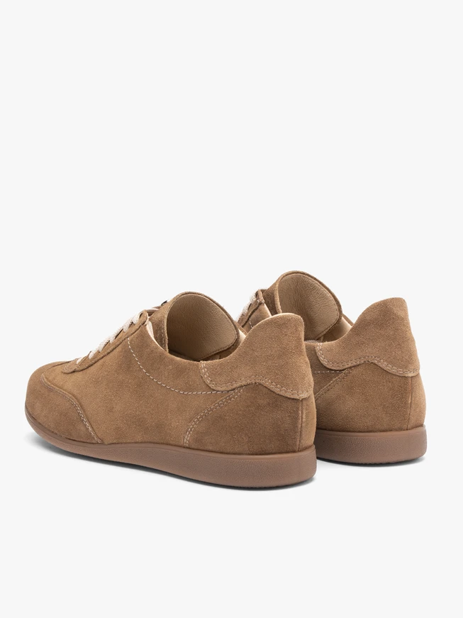 Hellbraune Sporthalbschuhe aus Leder