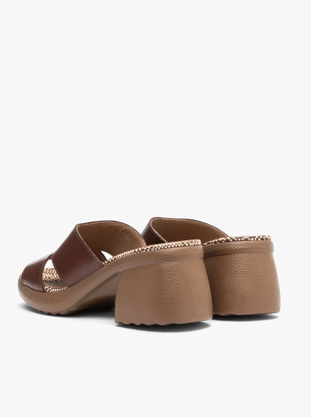 Brown Heeled Slides