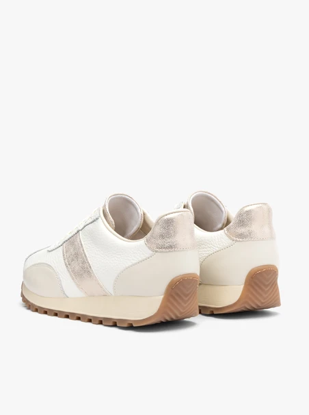 Cream Women’s Sneakers with Gold Accent