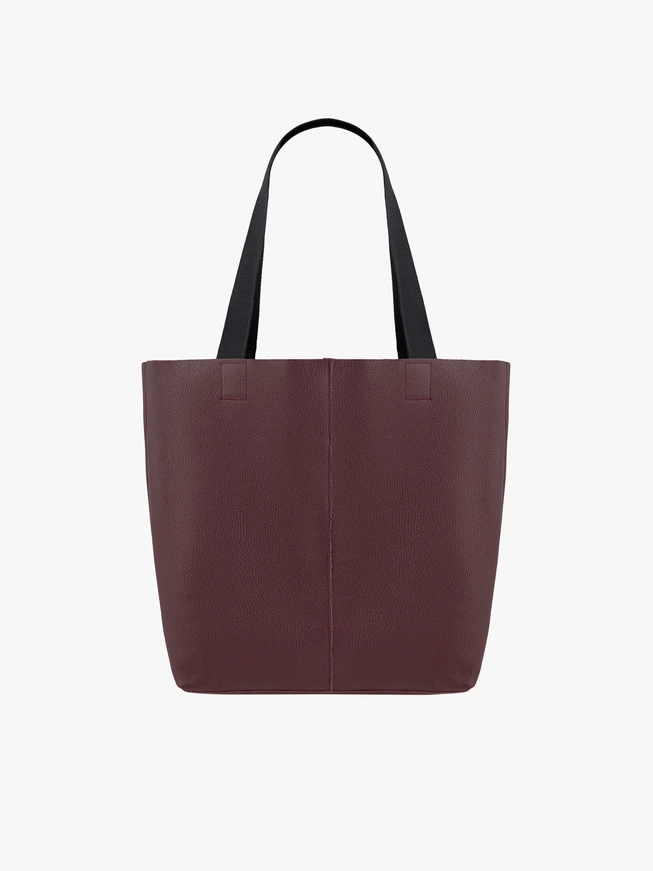 Kastanienbraune Shopper-Tasche aus Leder und Stoff