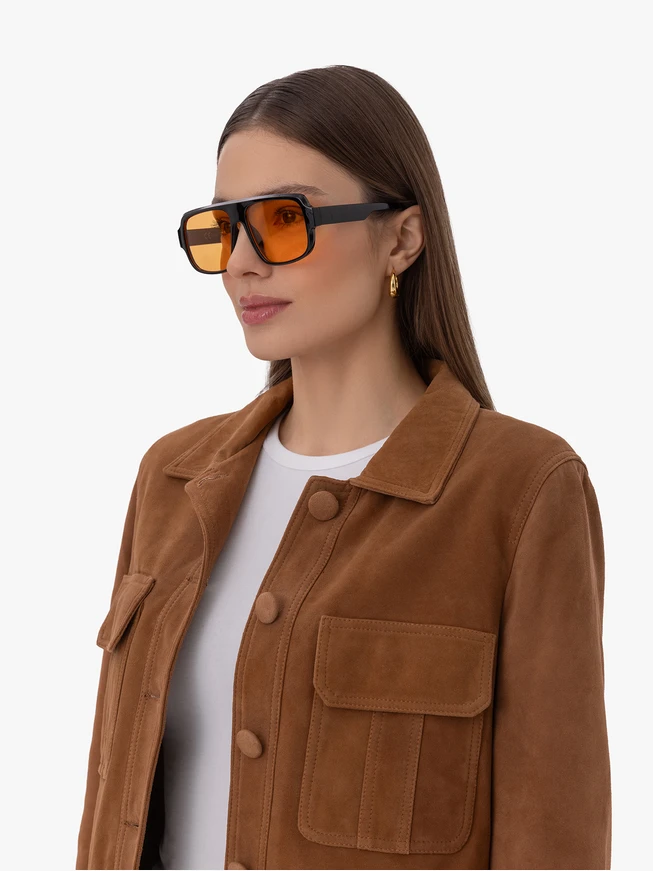 Unisex Black Sunglasses with Yellow Lenses