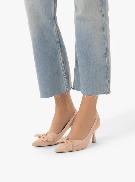 Dusty Pink Slingback Heels with Flower