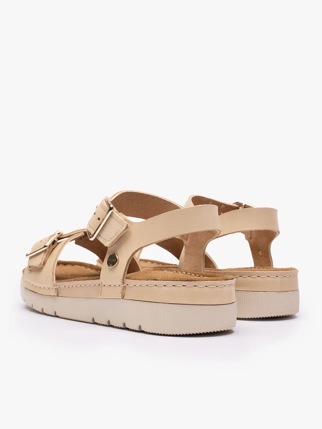Beige Women's Sandals with Two Straps