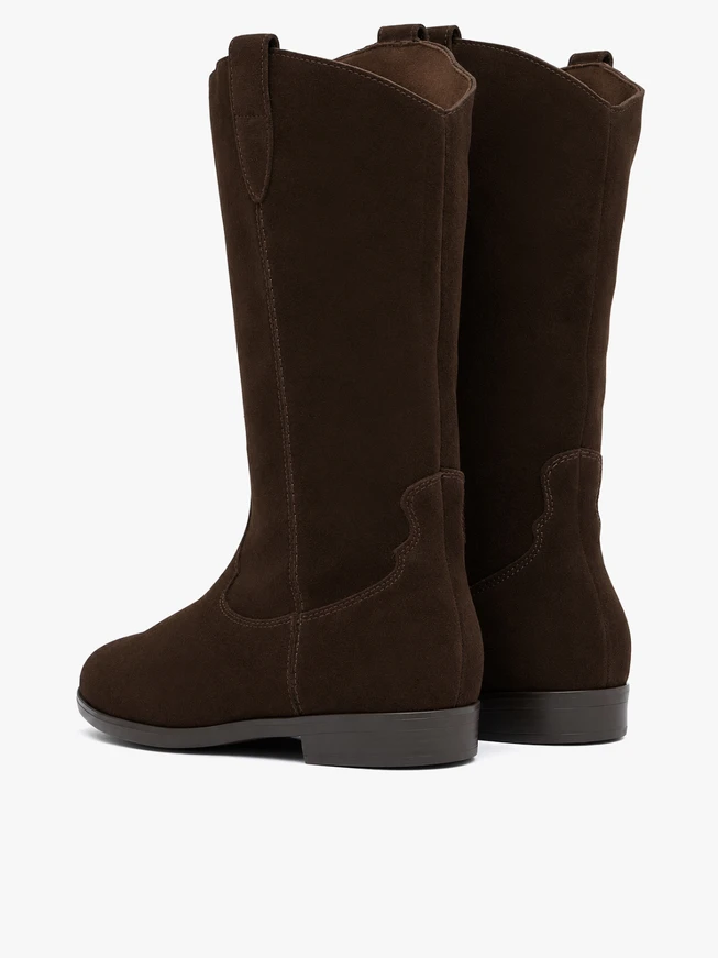 Brown velour leather boots