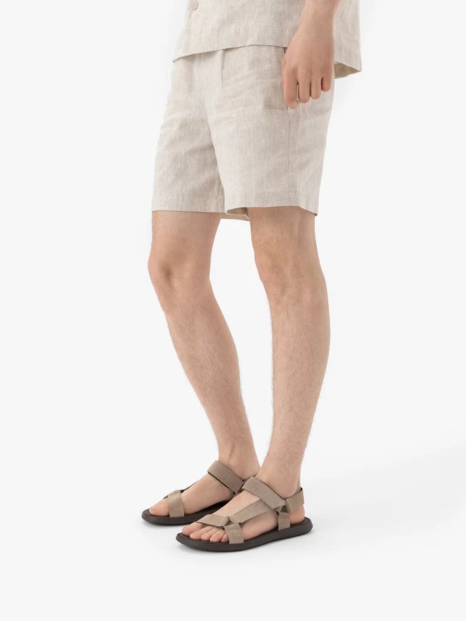 Beige Klettsandalen