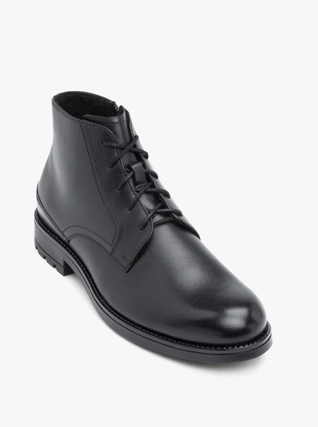 Black grain leather boots