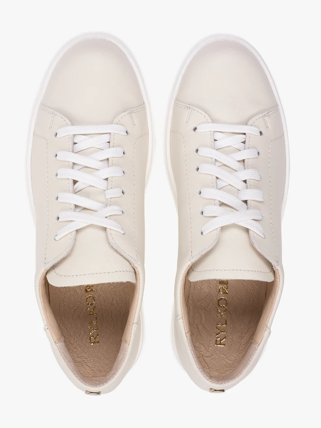 Cremefarbene Plateau-Sneakers