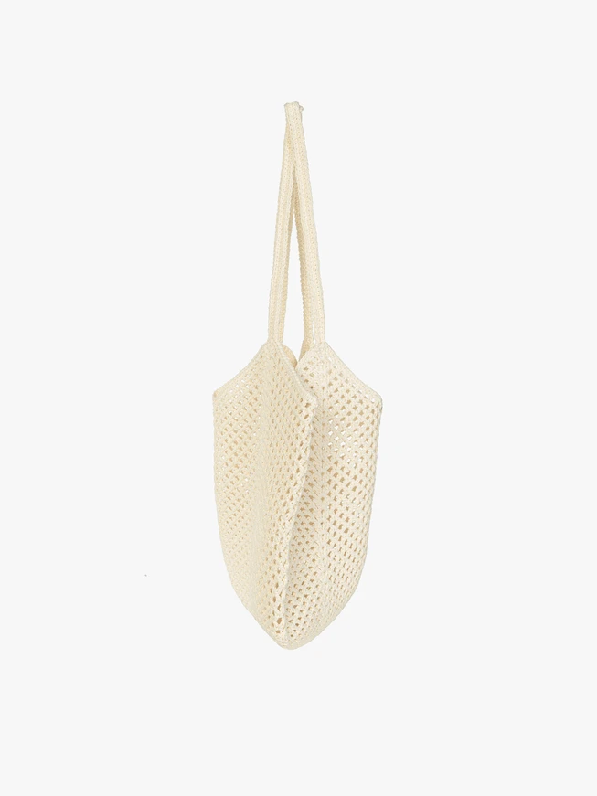 Beige gestrickte Handtasche