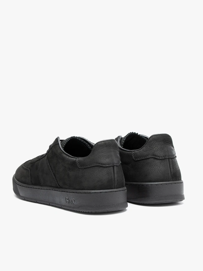 Black nubuck leather athletic shoes