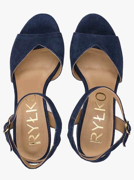 Marineblaue Stiletto-Sandalen