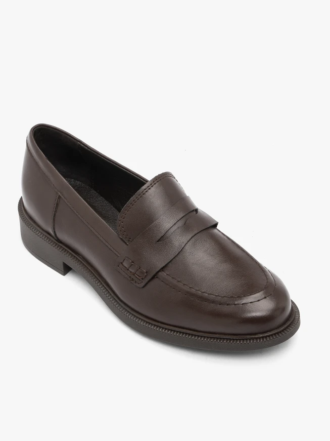 Dark brown grain leather moccasins