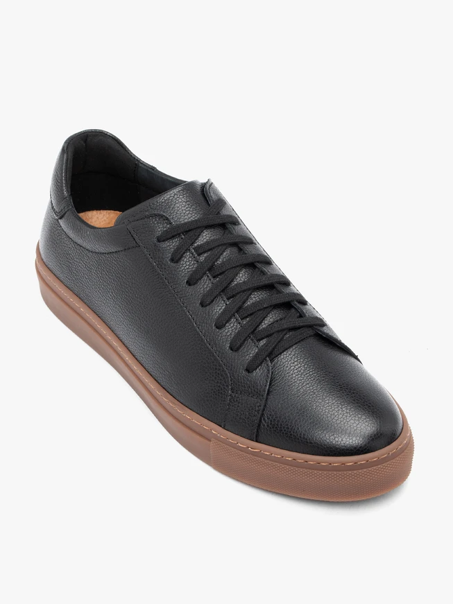 Schwarze Sporthalbschuhe aus Leder