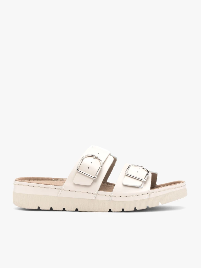 Cremefarbene Flip-Flops mit zwei Riemen