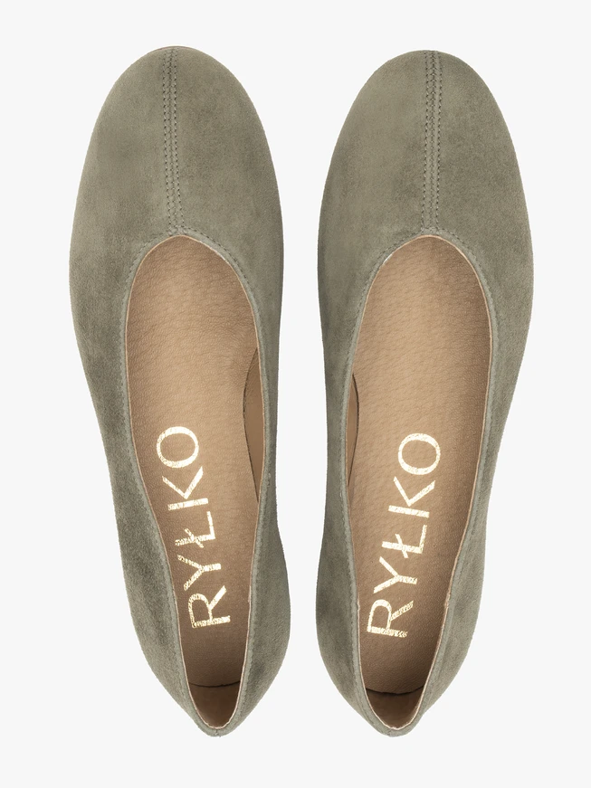 Olivefarbene Ballerinas