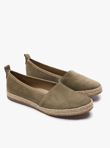 Espadrilles aus olivfarbenem Veloursleder