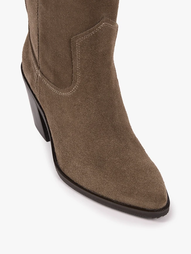 Dark beige higher velour leather boots