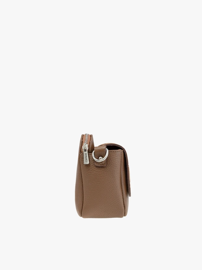 Light brown small handbag crocodile leather pattern