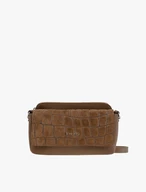Light brown small handbag crocodile leather pattern