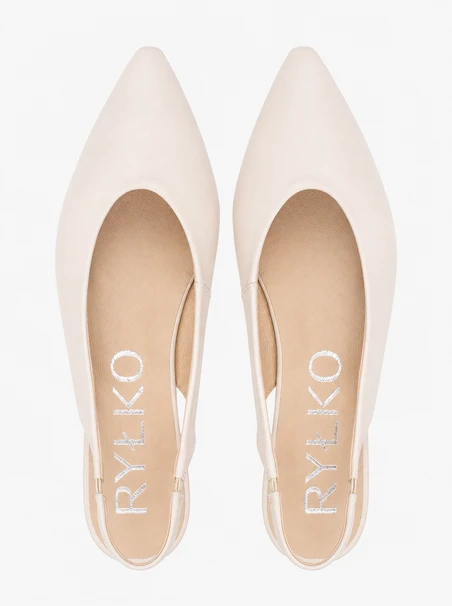 Kremowe czółenka slingback w szpic