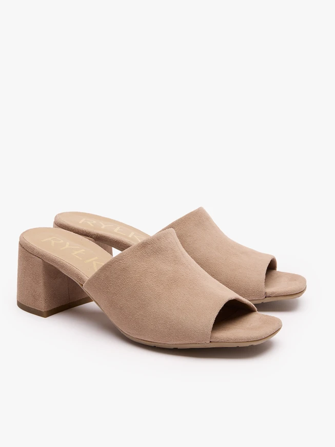 Beigefarbene Flip-Flops mit Absatz