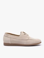 Beige Lace-Up Women’s Flats