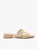 Sandfarbene Veloursleder-H-Flip-Flops