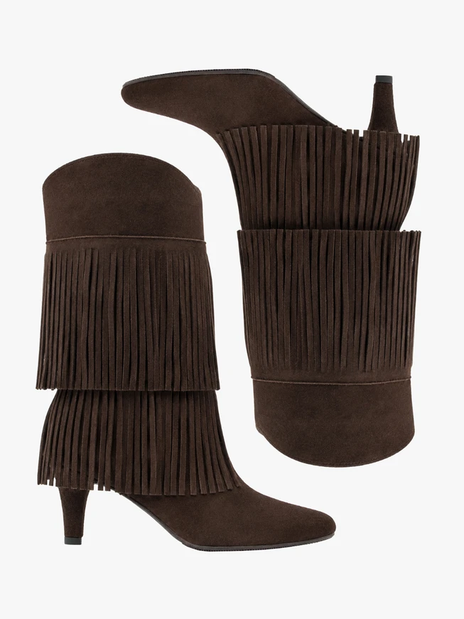 Dark brown boots with tassels