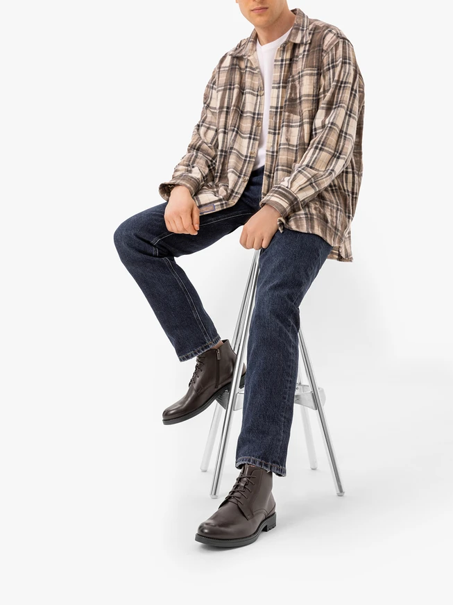 Dark brown full grain leather boots