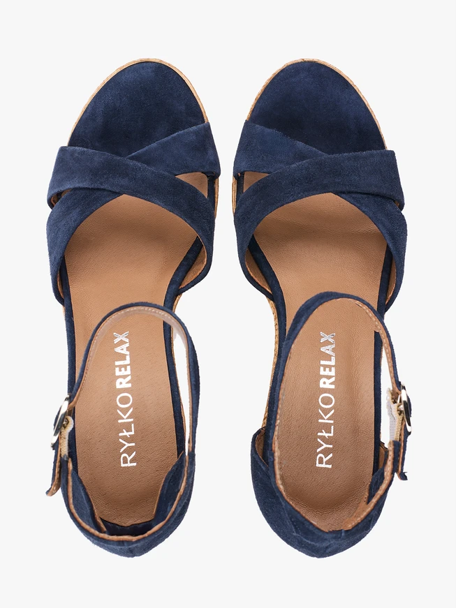 Navy blue platform sandals