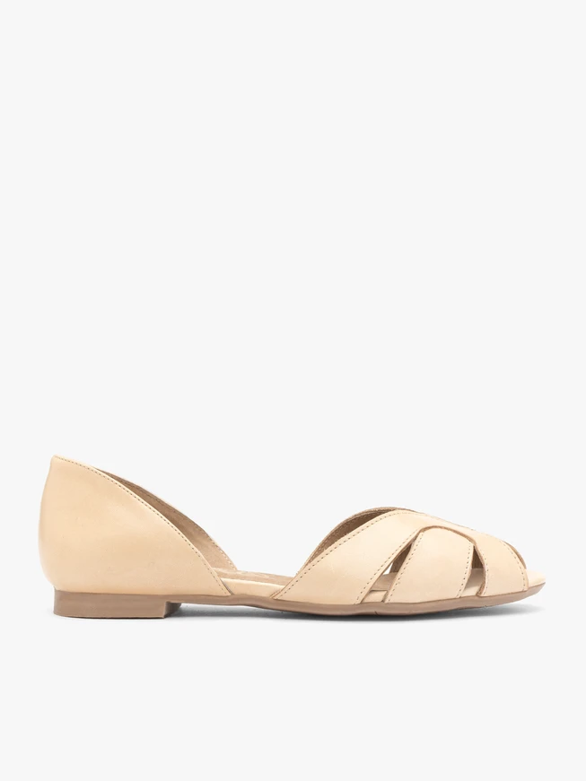 Beigefarbene, zehenoffene Ballerinas