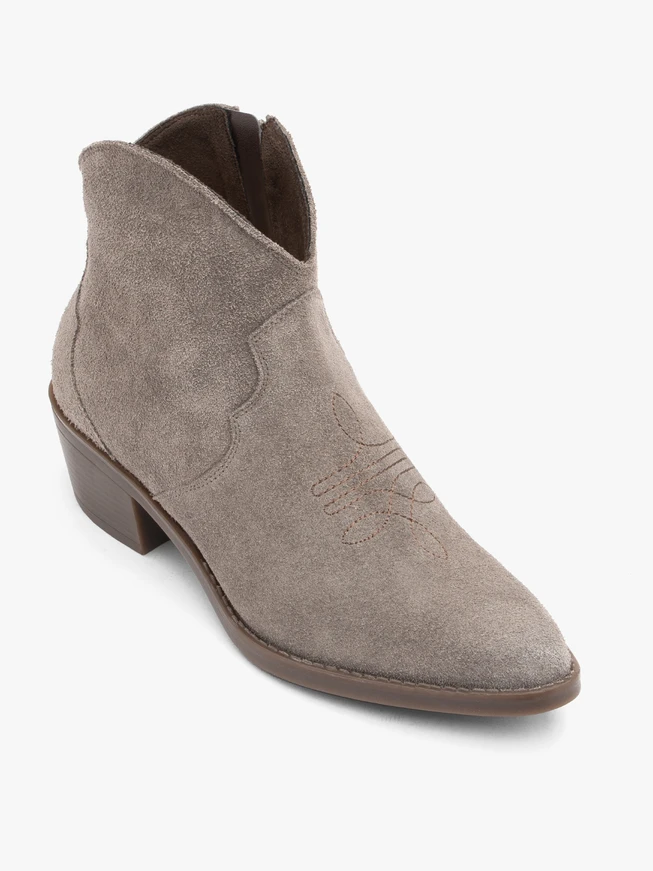 Graue Cowboystiefel aus Veloursleder