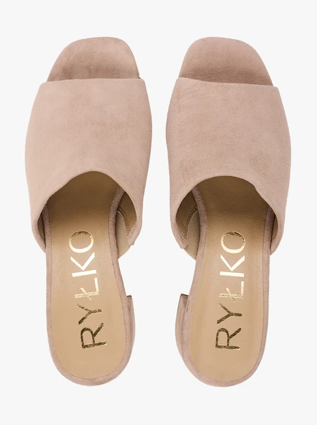 Beigefarbene Flip-Flops mit Absatz