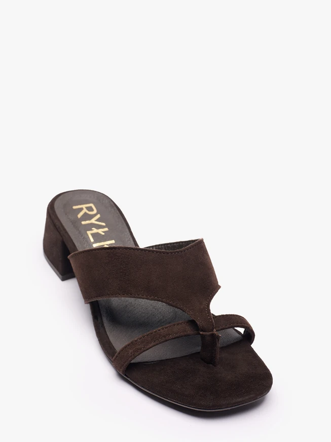 Dunkelbraune Veloursleder-Flip-Flops