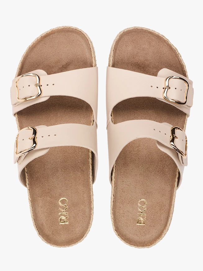 Beigefarbene Flip-Flops mit zwei Riemen
