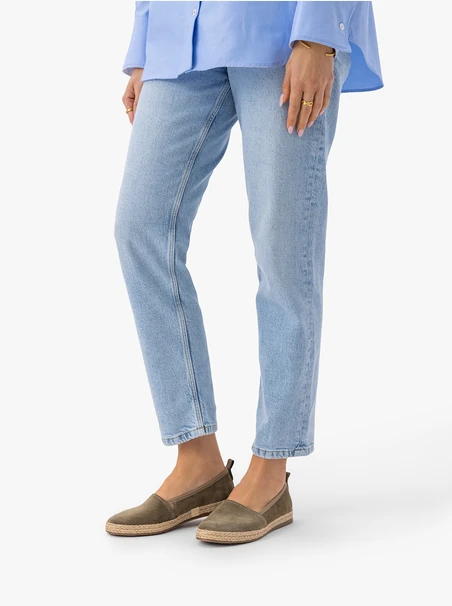 Espadrilles aus olivfarbenem Veloursleder