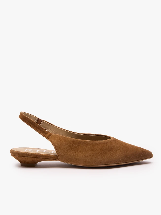 Braune Slingback-Pumps mit spitzer Zehe