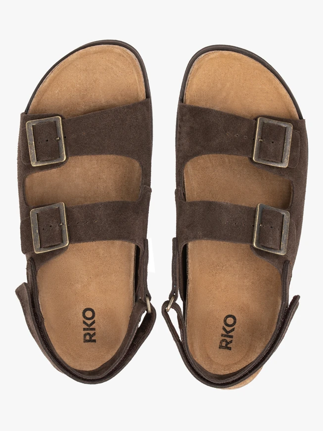 Sandalen aus braunem Veloursleder