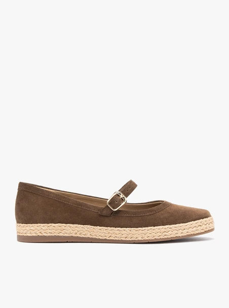 Braune Velours-Espadrilles mit Riemen