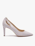 Hellgraue Stiletto-Pumps mit Ausschnitt