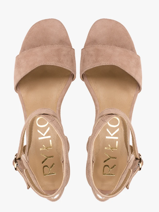 Beige Veloursleder-Sandalen