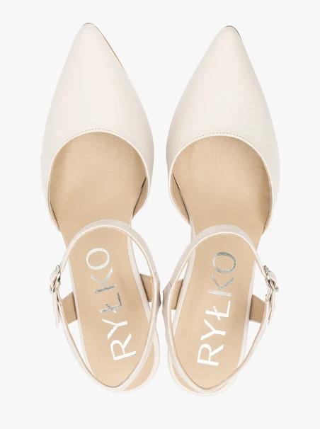 Kremowe ślubne czółenka slingback