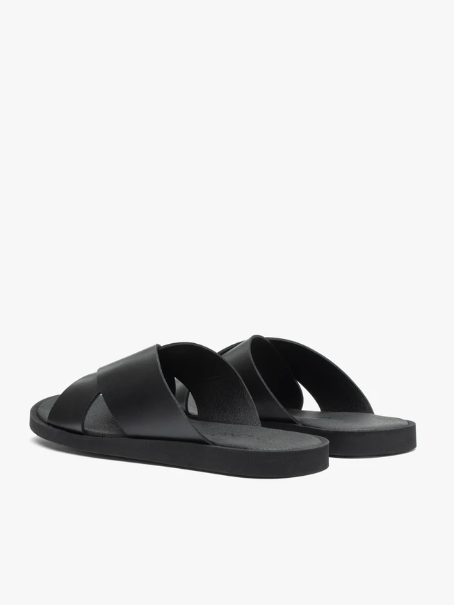 Flip-Flops aus schwarzem genarbtem Leder