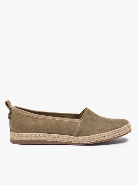 Espadrilles aus olivfarbenem Veloursleder