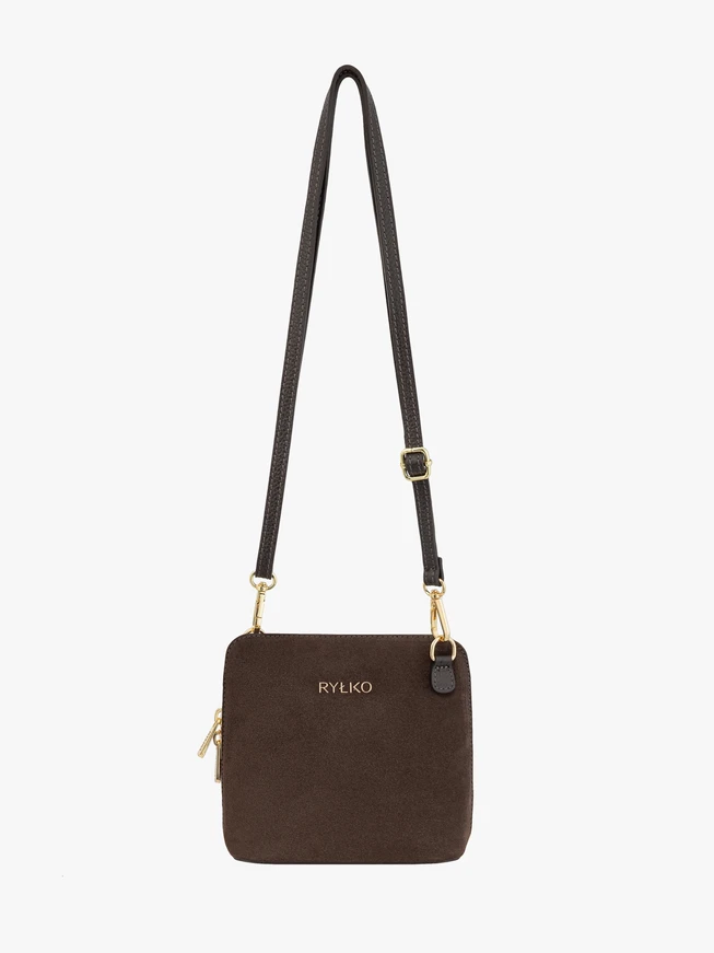 Brown Ryłko Leather Small Bag with Zip