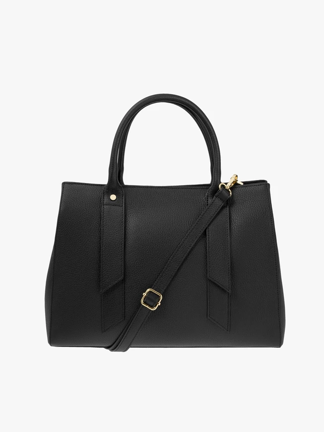 Black large handbag crocodile leather pattern