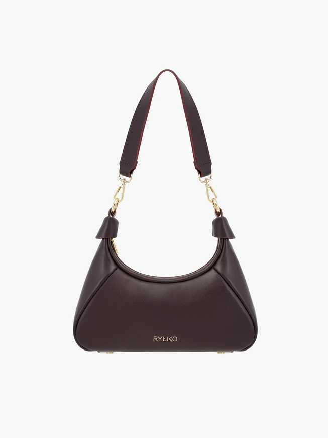 Maroon grain leather handbag