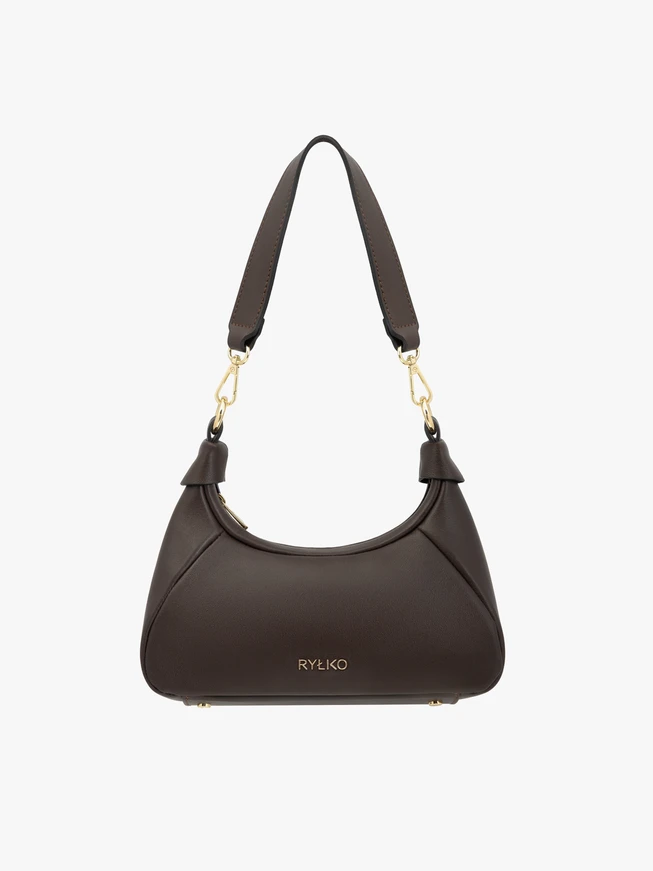 Brown grain leather handbag