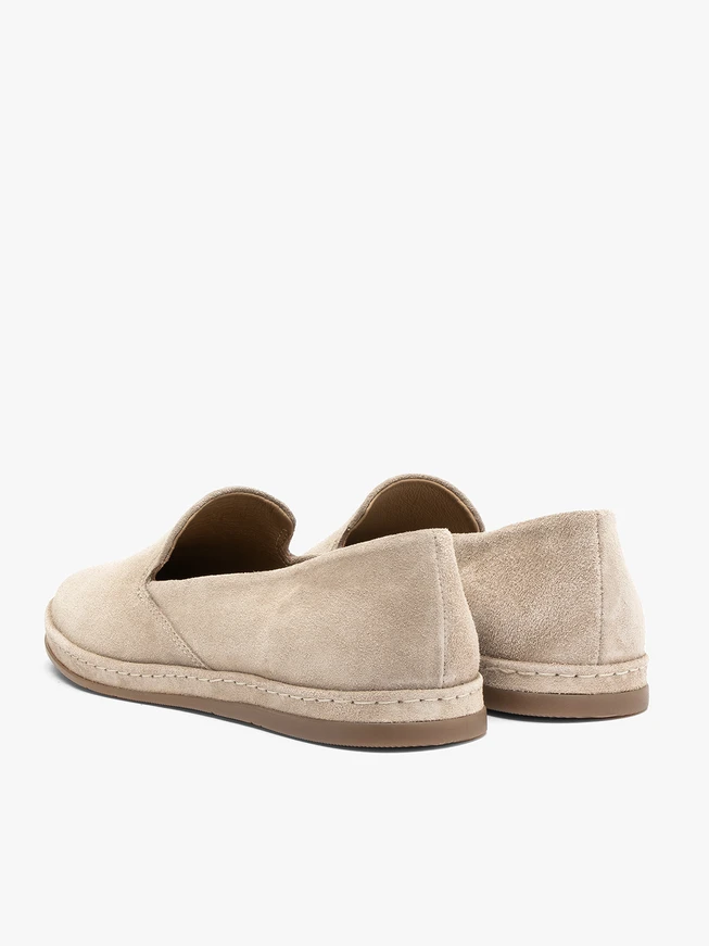 Mokassins aus sandfarbenem Veloursleder